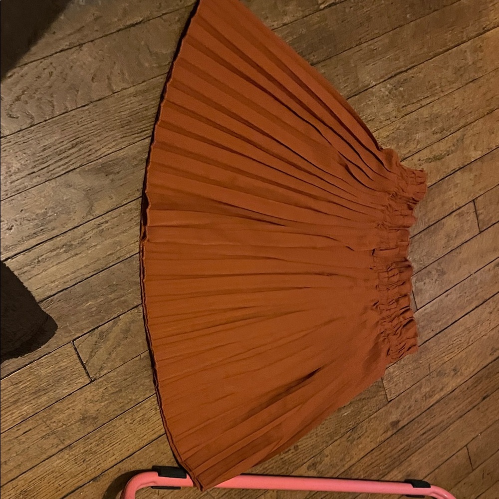 SHEIN A-Line Pleated Skirt in Rust